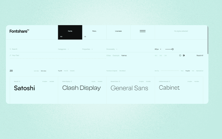 Fontshare for Free Fonts
