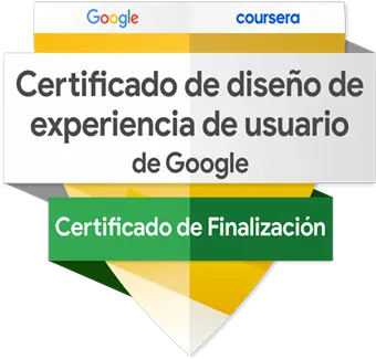 Insignia oficial de Google que certifica la finalización del Programa Especializado en Diseño de Experiencia de Usuario (UX).