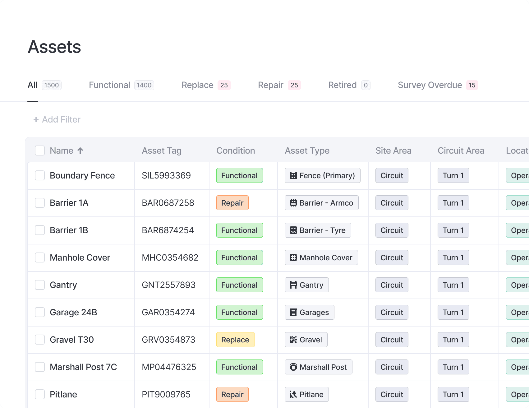 Assets screenshot from TrackWalk app