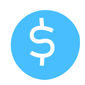 A blue circular icon displays a white dollar sign, symbolizing financial efficiency and cloud cost optimization.