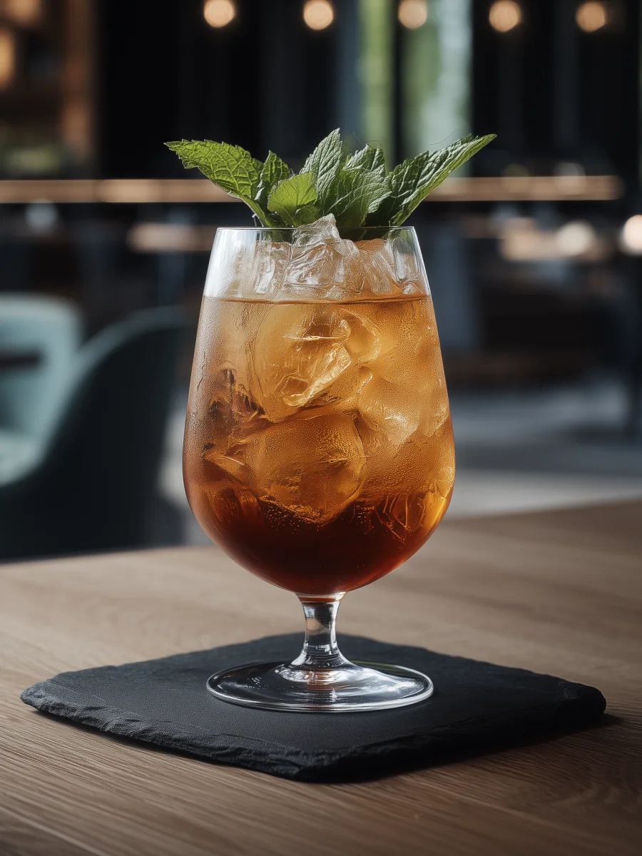 A glass of alcoholic beverage