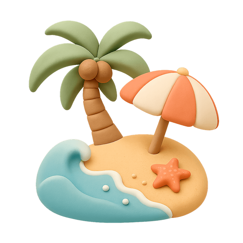 Beach and sun umbrellas