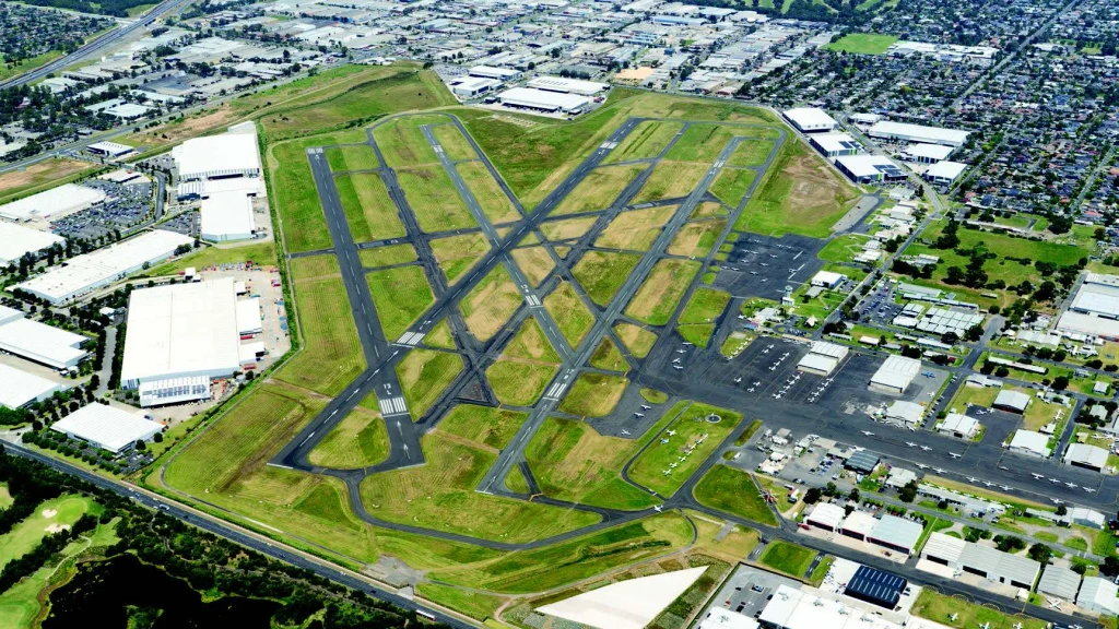 Moorabbin Airport Aerial View of the hangars and runways