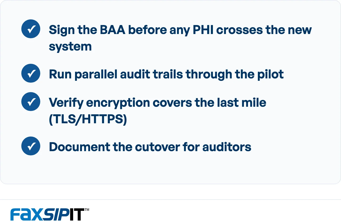 Four compliance steps to keep covered while migrating fax infrastructure.
