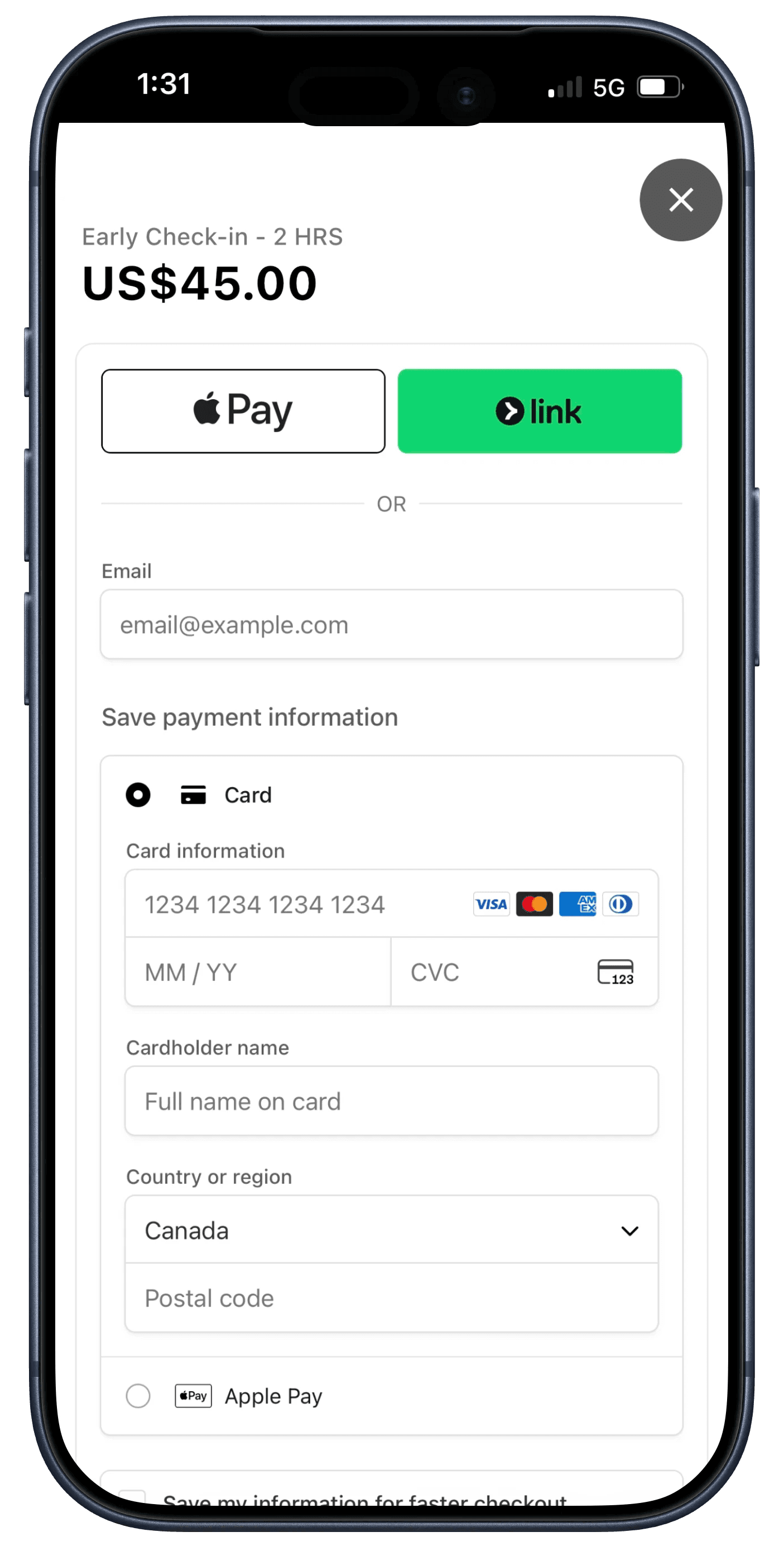 Early Check-in Upsell