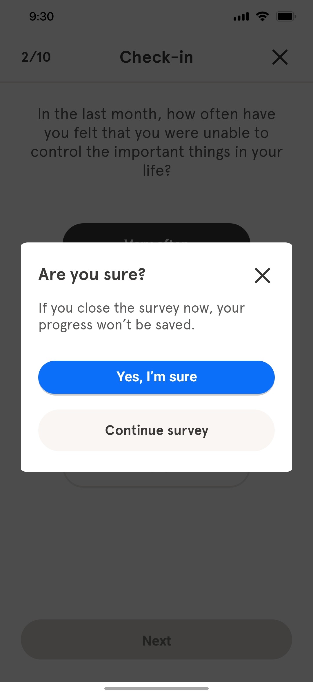 Headspace Modale screen