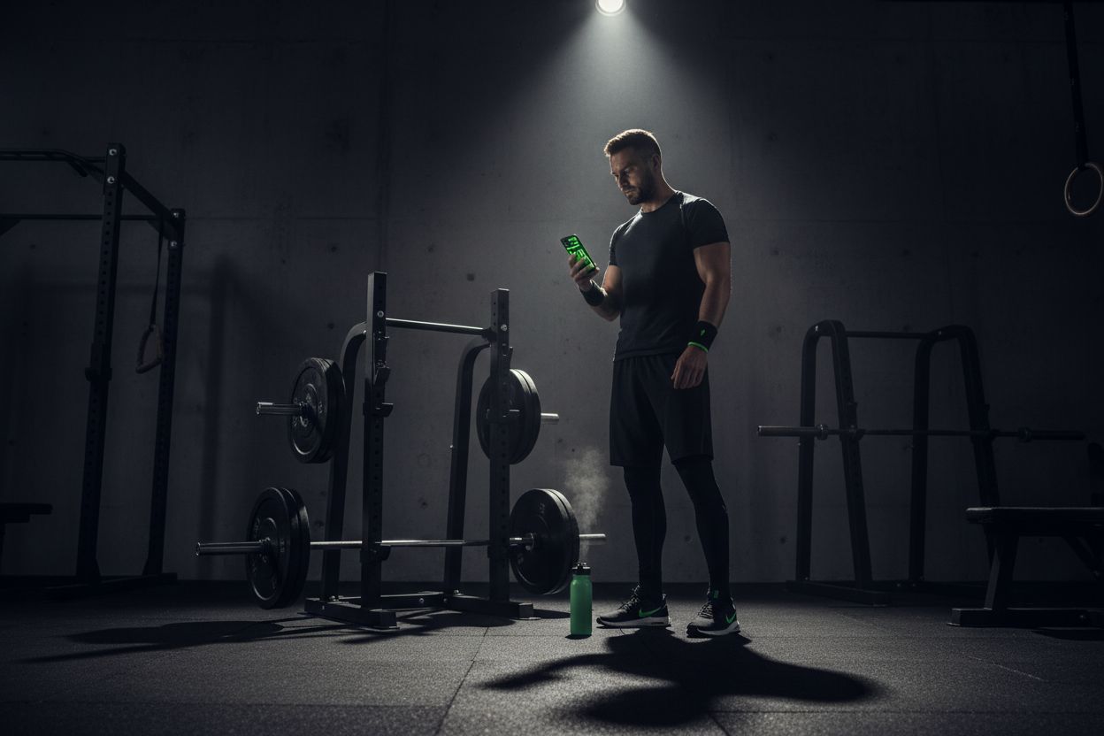 A person reviewing workout notes on a smartphone