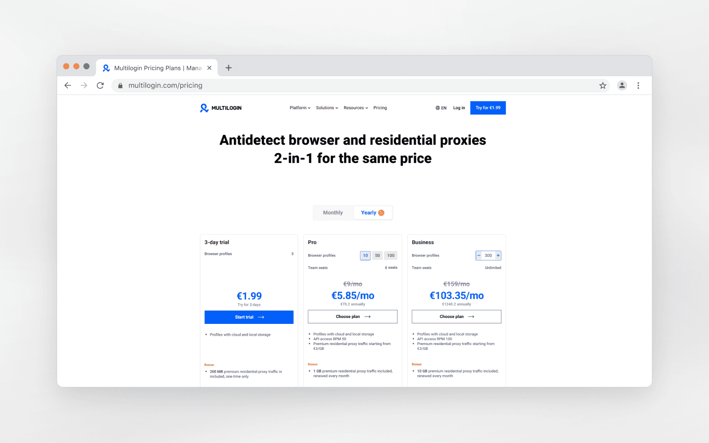 Multilogin subscriptions