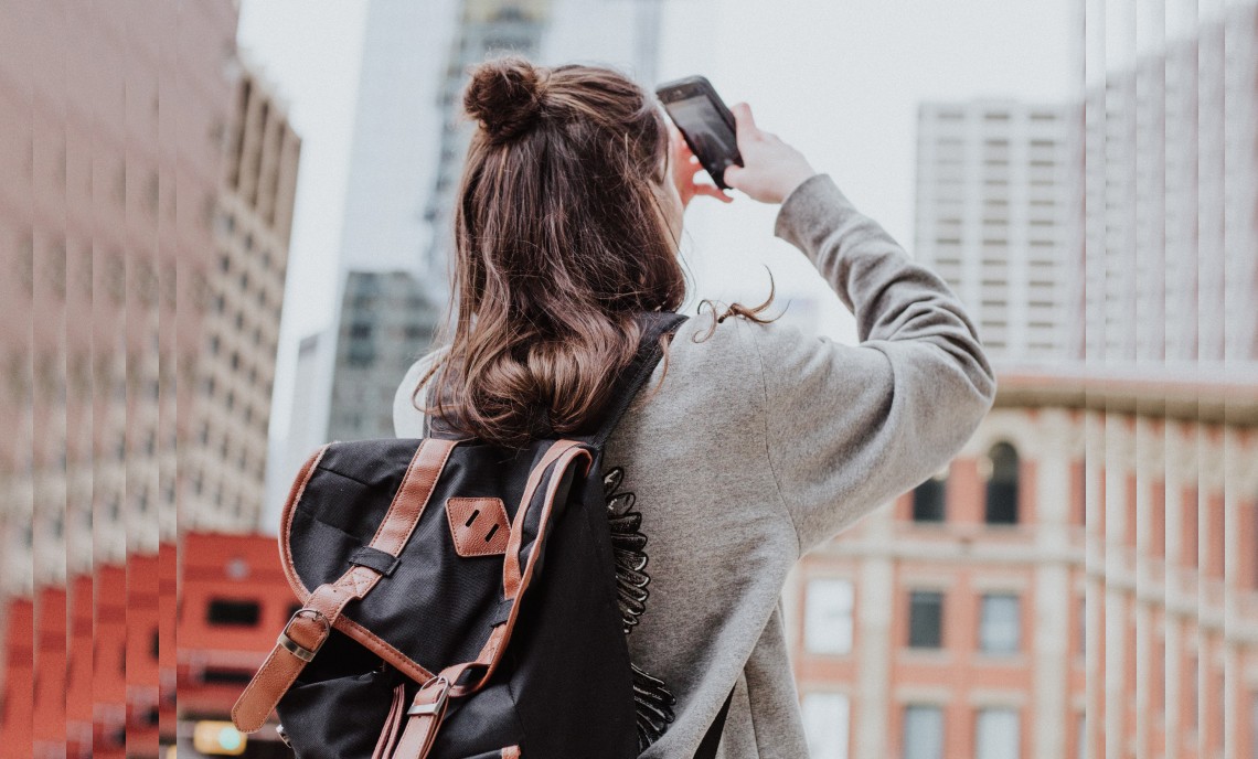 Woman pointing camera