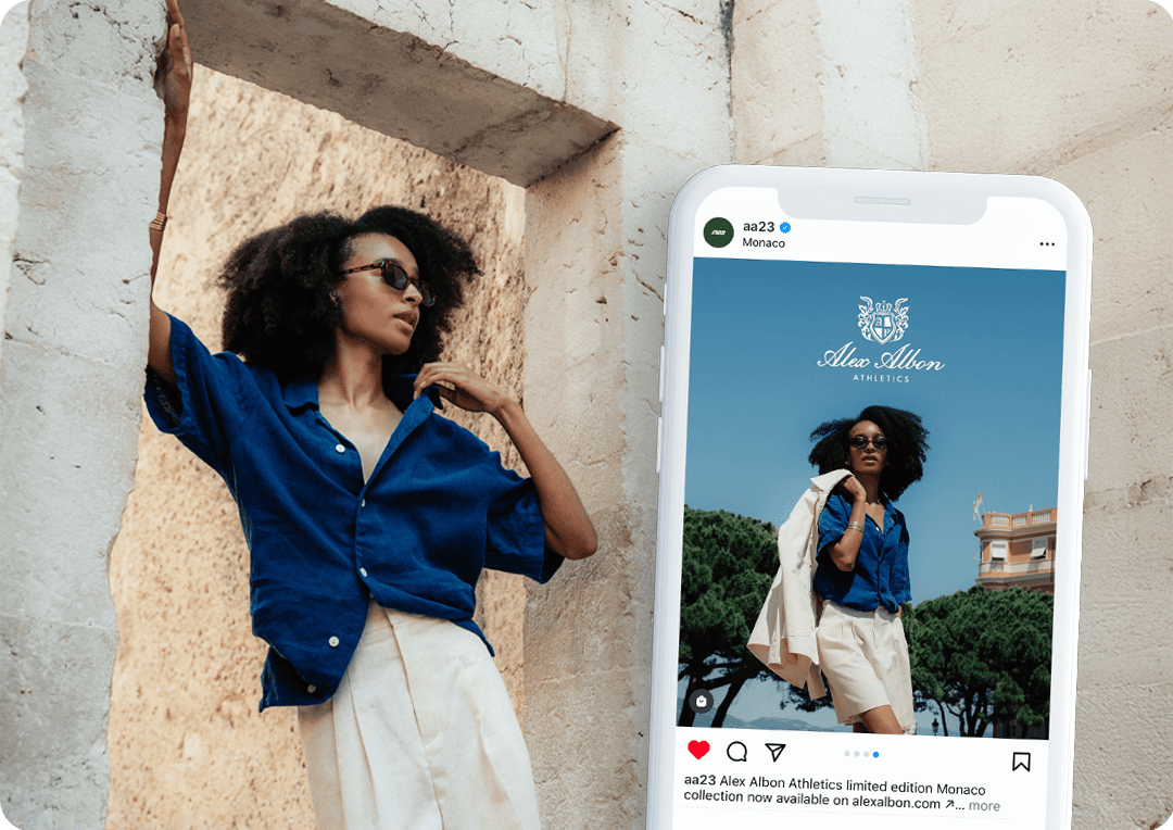 Model wearing Alex Albon Athletics Monaco