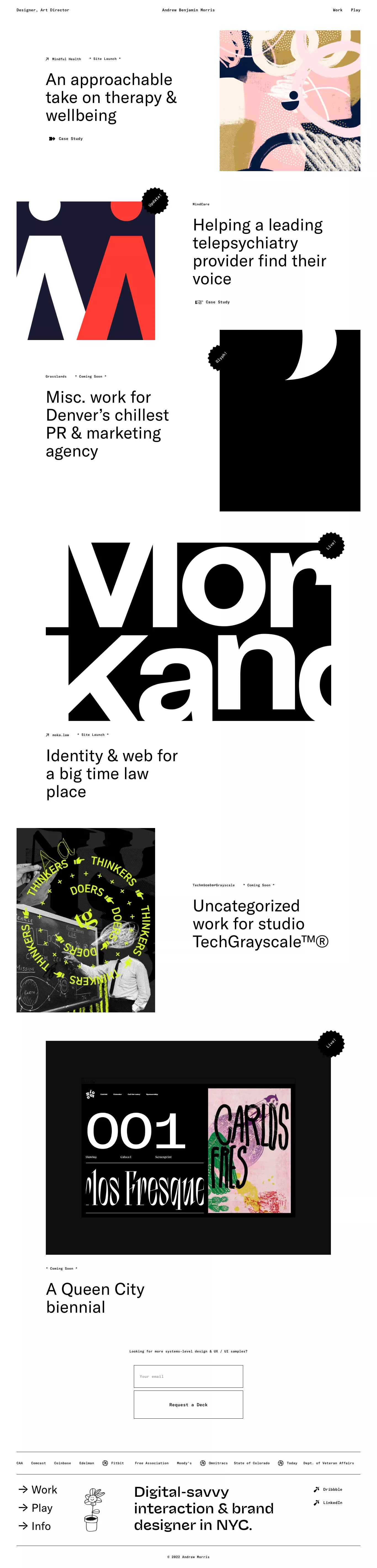 Andrew Benjamin Morris portfolio page screenshot showcasing Design design