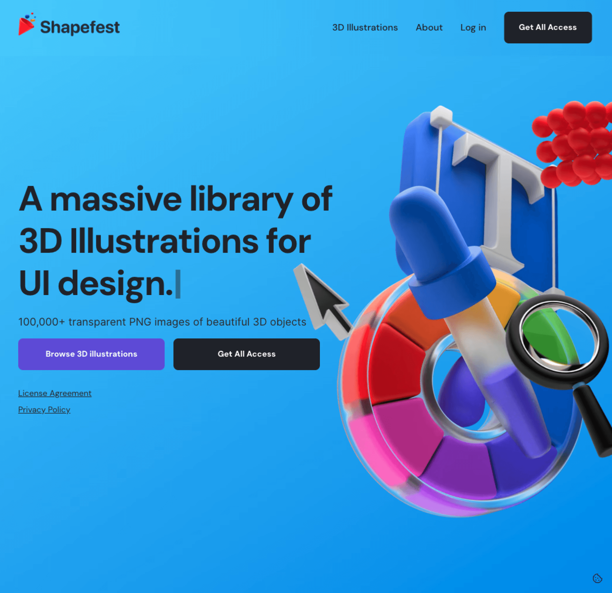 ShapeFest homepage promoting 3D assets for Framer and Thenty integration