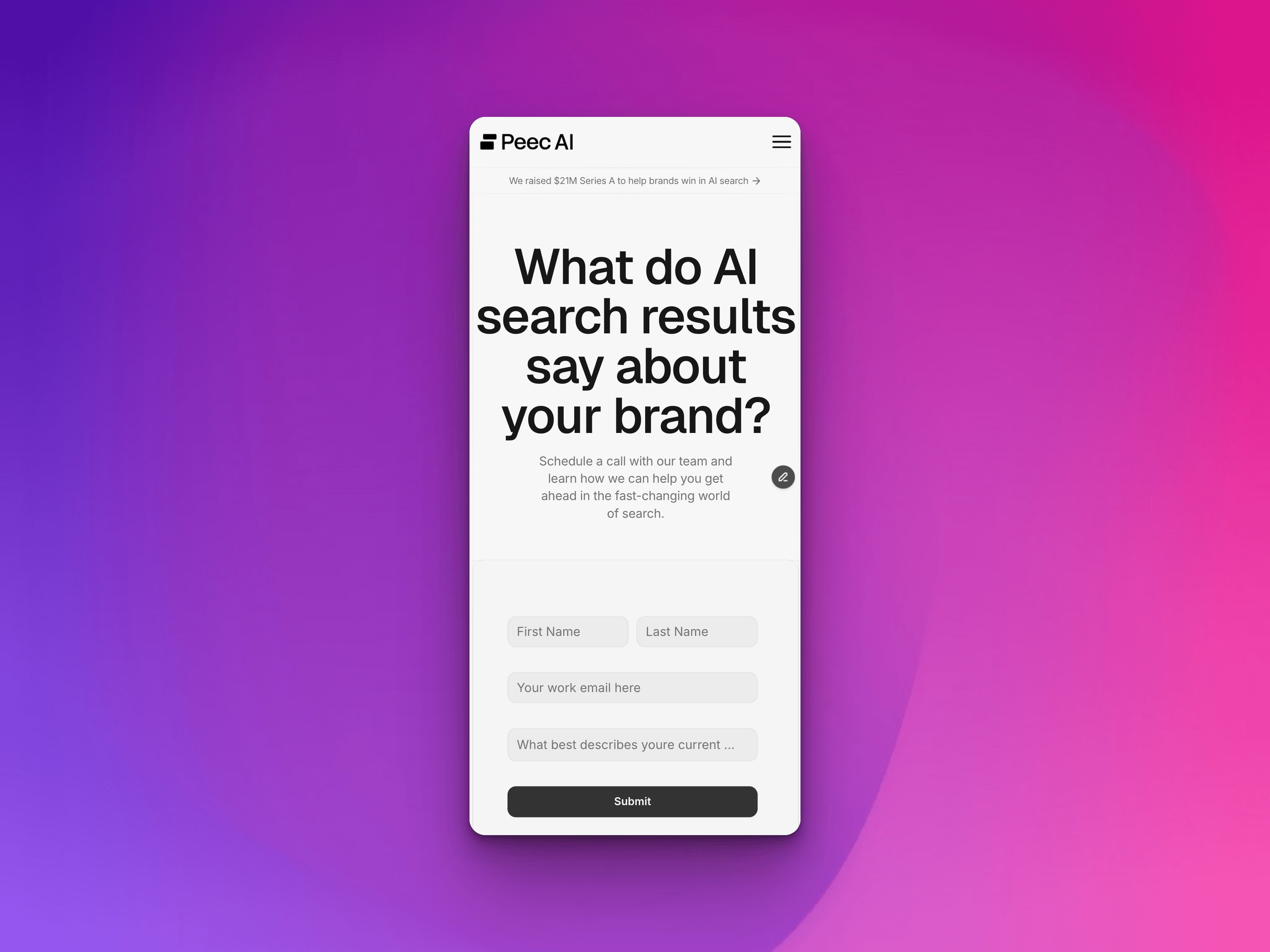 Peec AI Landing page