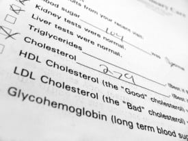 cholesterol test result