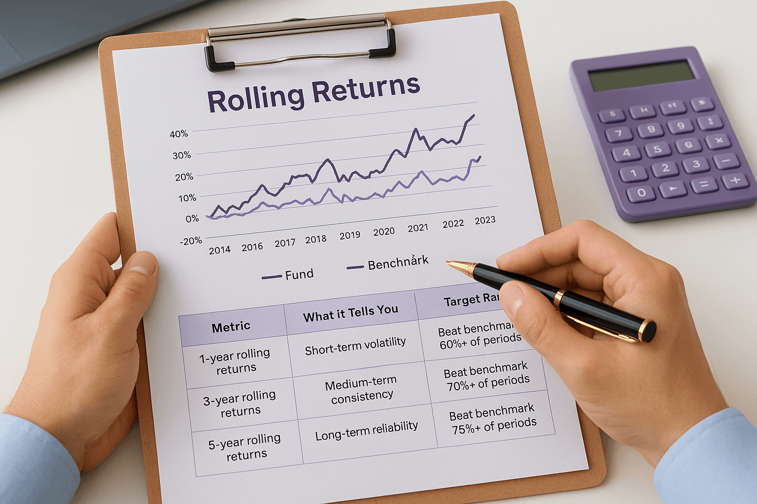 Check rolling returns across market cycles