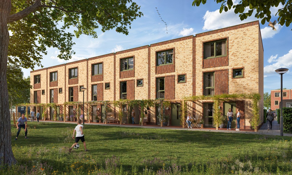 Team working in an office watching at a presentation