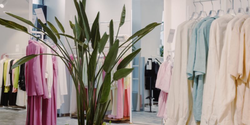 Racks of clothes at a retail store in Malaysia
