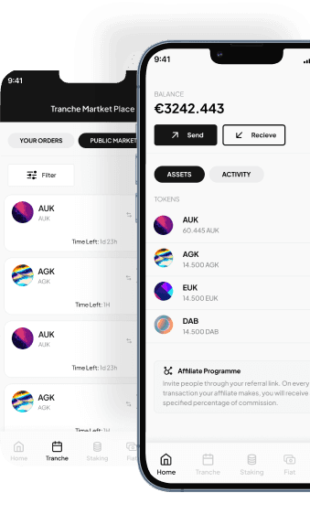 Mobile view of DAB:LY showing user-friendly cryptocurrency wallet and staking features