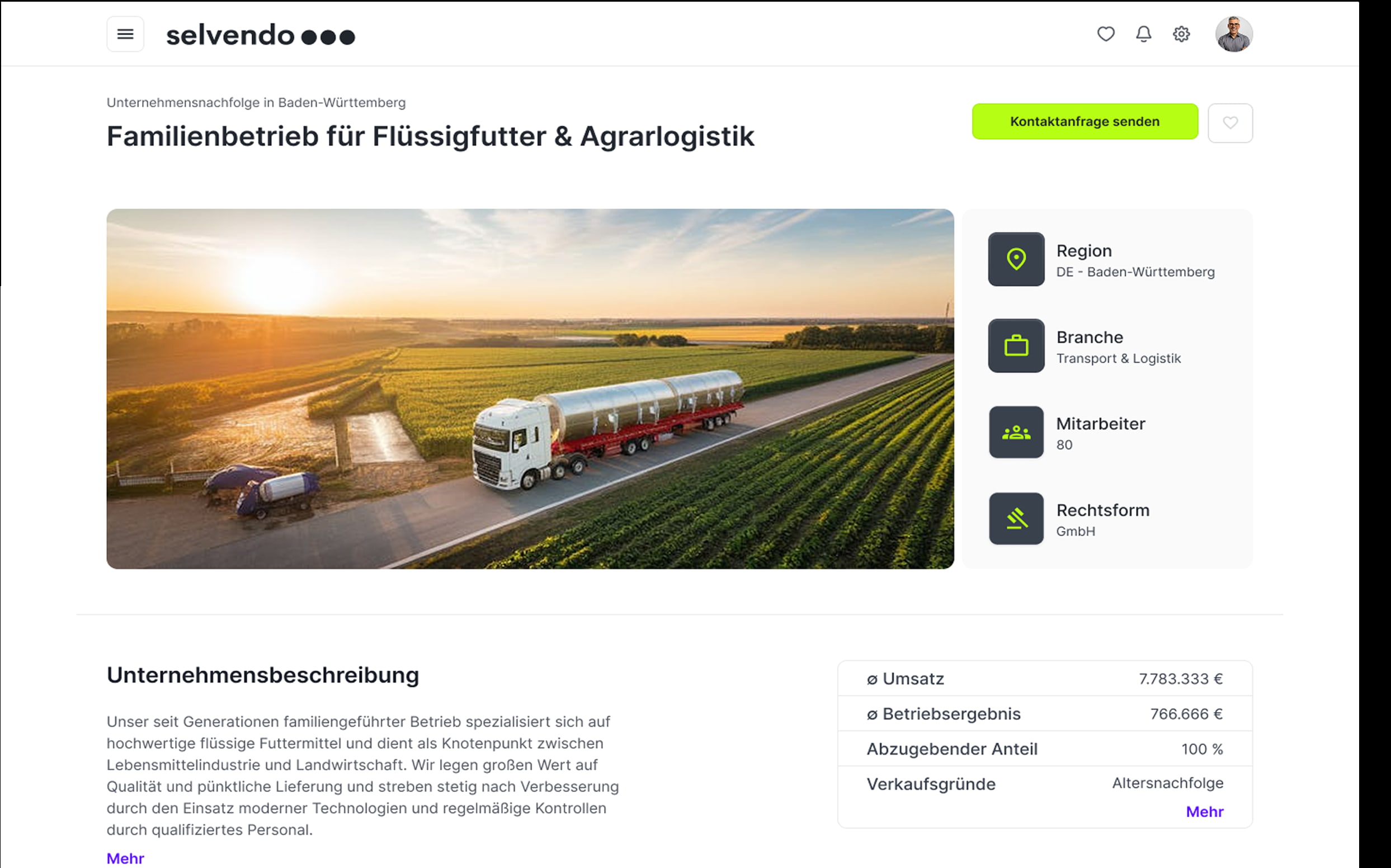Cockpit auf der Selvendoplattform zeigt Unternehmen
