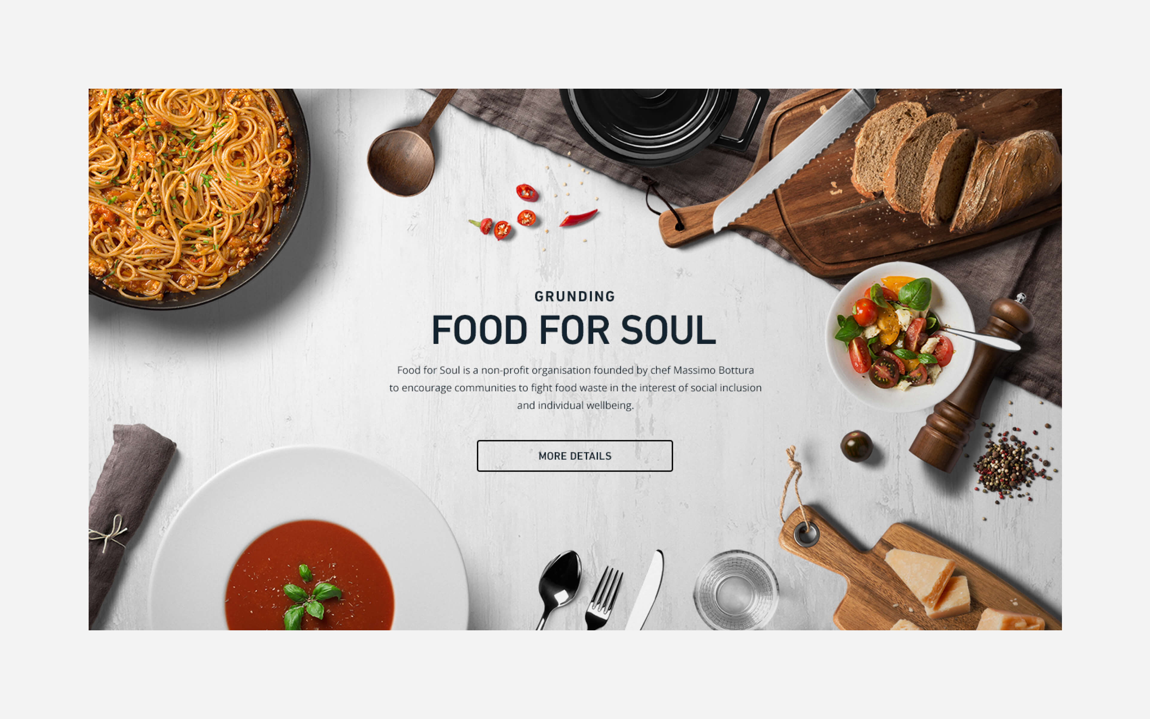 Grundig Food for Soul campaign visual promoting food waste awareness and social inclusion with impactful imagery.