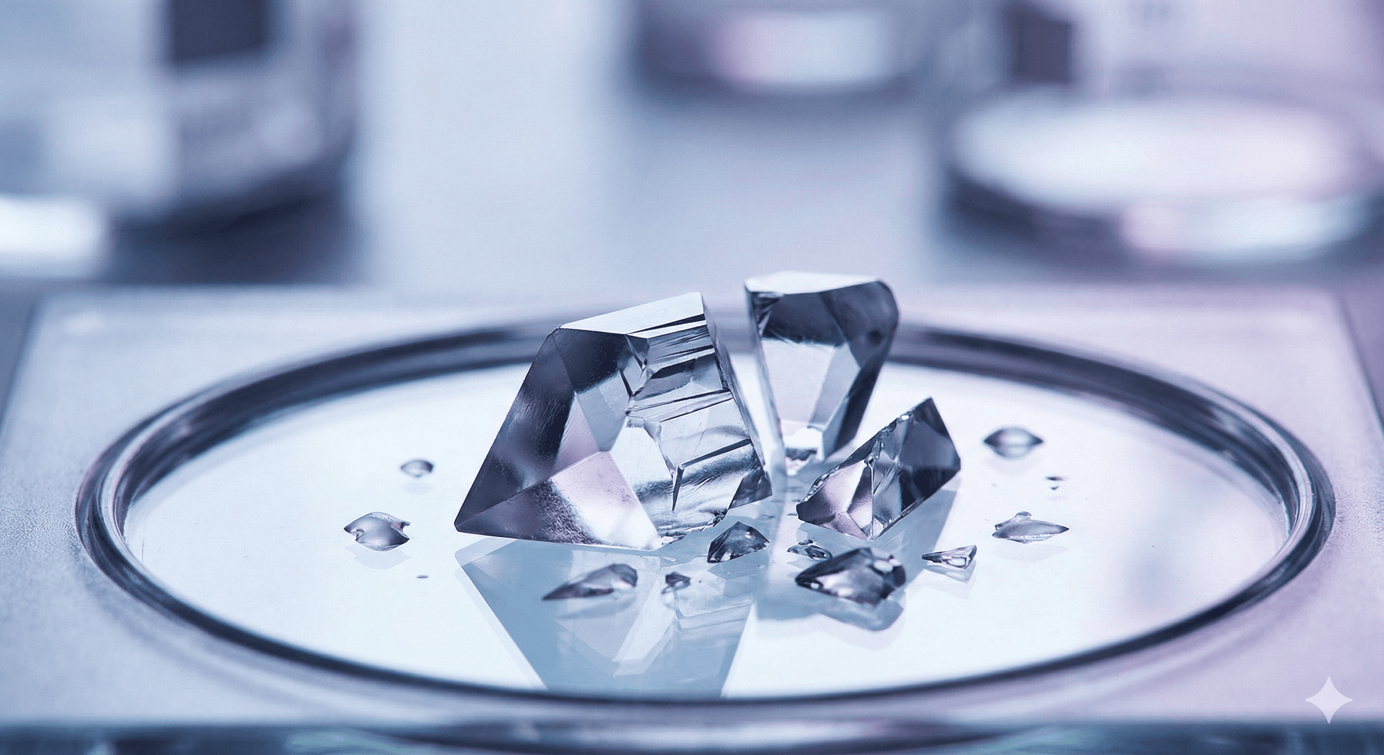 Cover Image for "Why Proteins Don't Crystallize" Showing a Broken Crystal