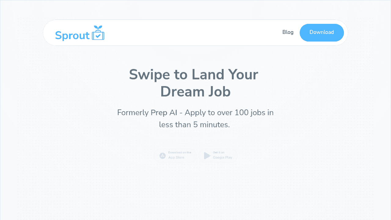 Sprout AI resume optimization platform homepage showing automated resume formatting and job application features