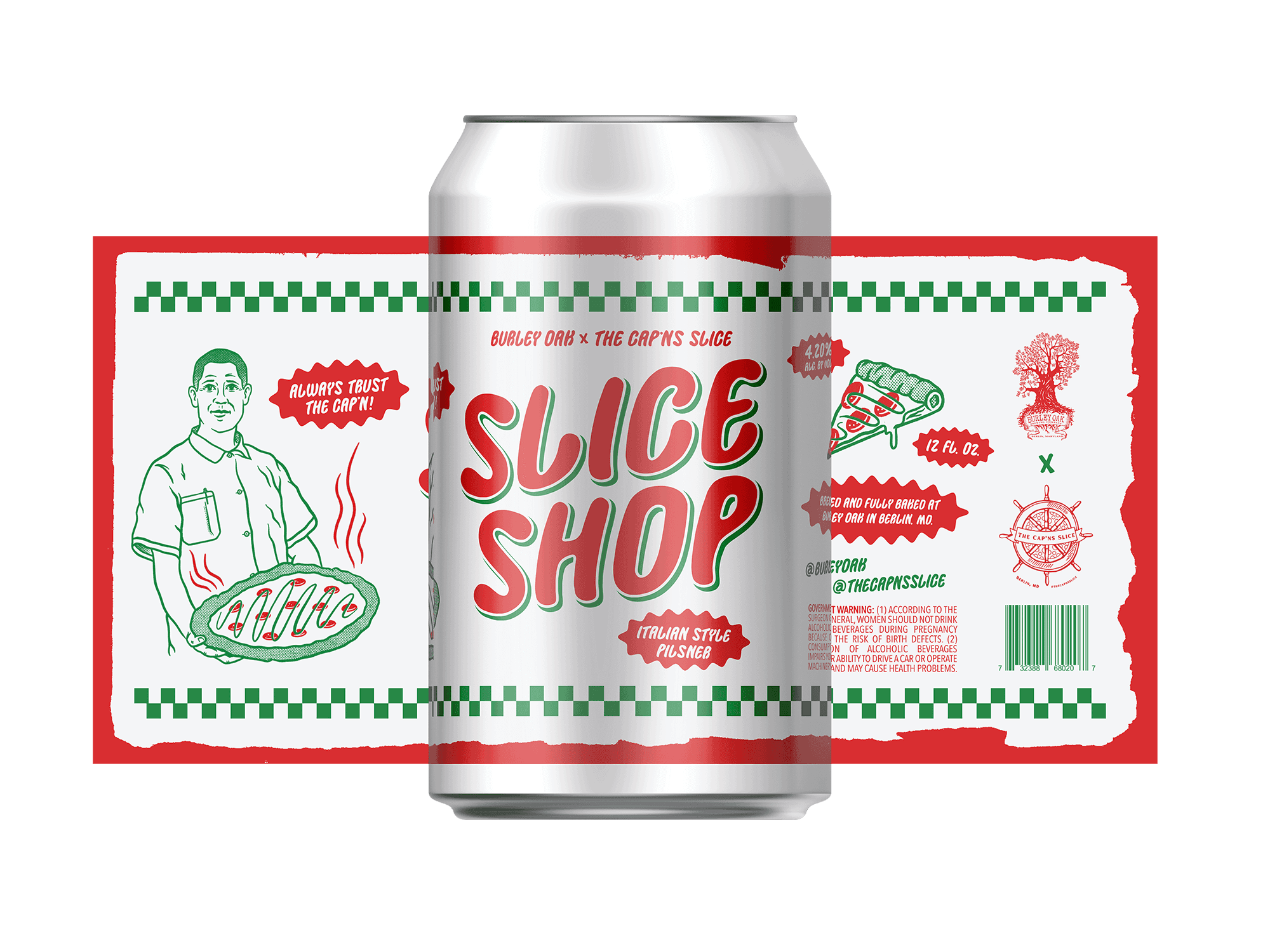 Burley Oak Brewing Company's Slice Shop Itatian Pilsner Can Label