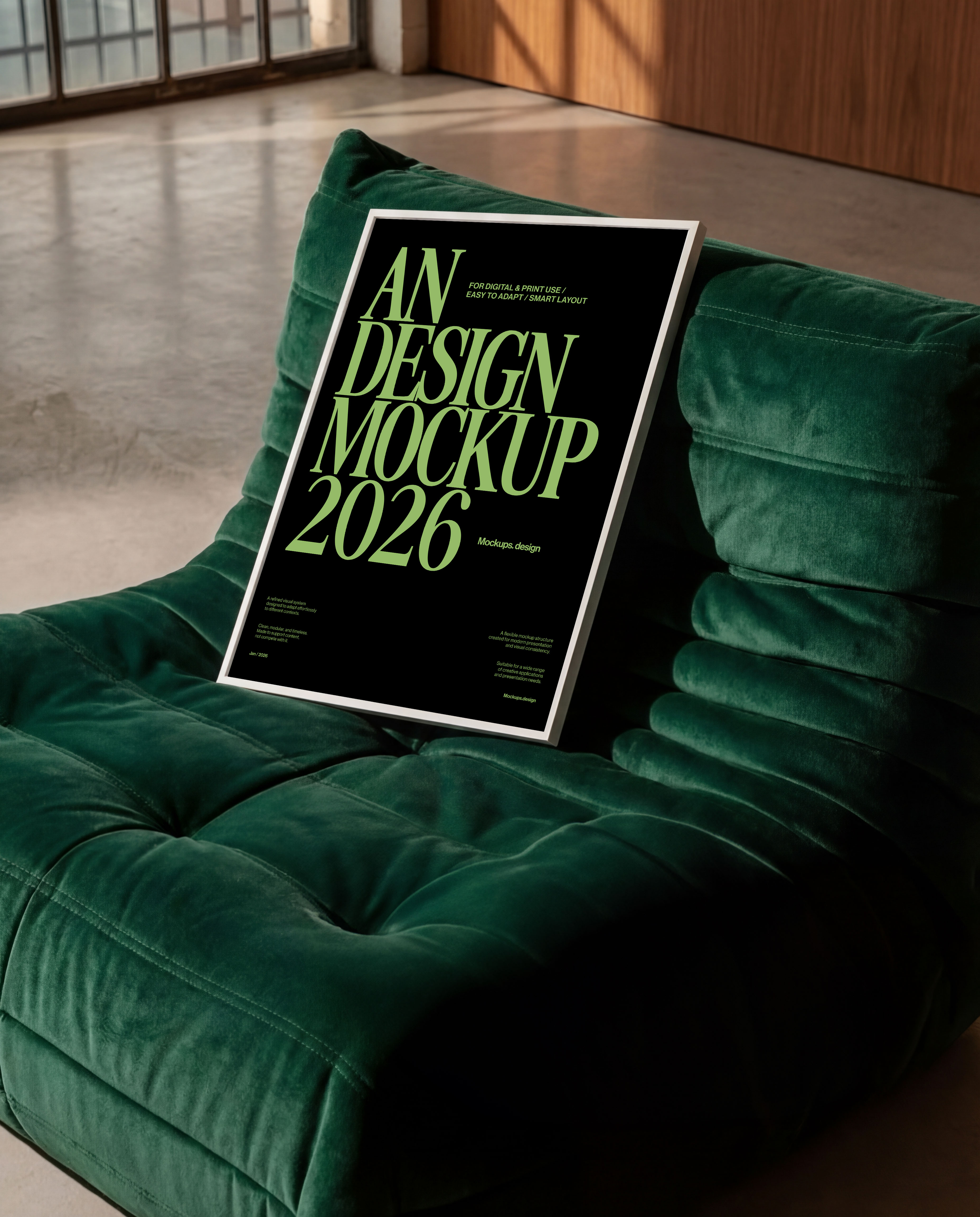 Poster mockup in office setting, professional presentation