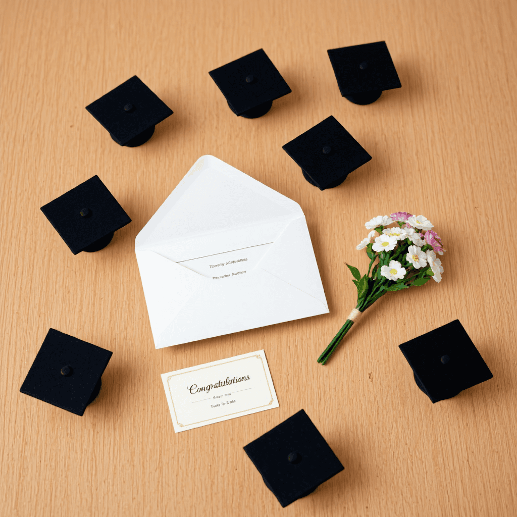 product photography of miniature graduation caps