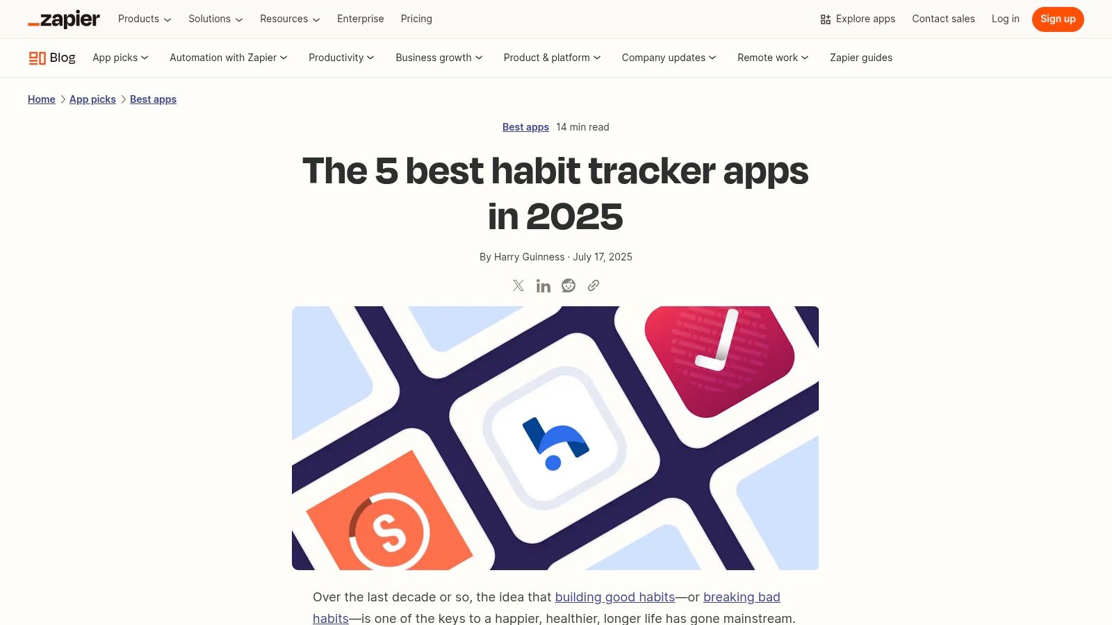 Zapier – Best Habit Tracker Apps (editorial)