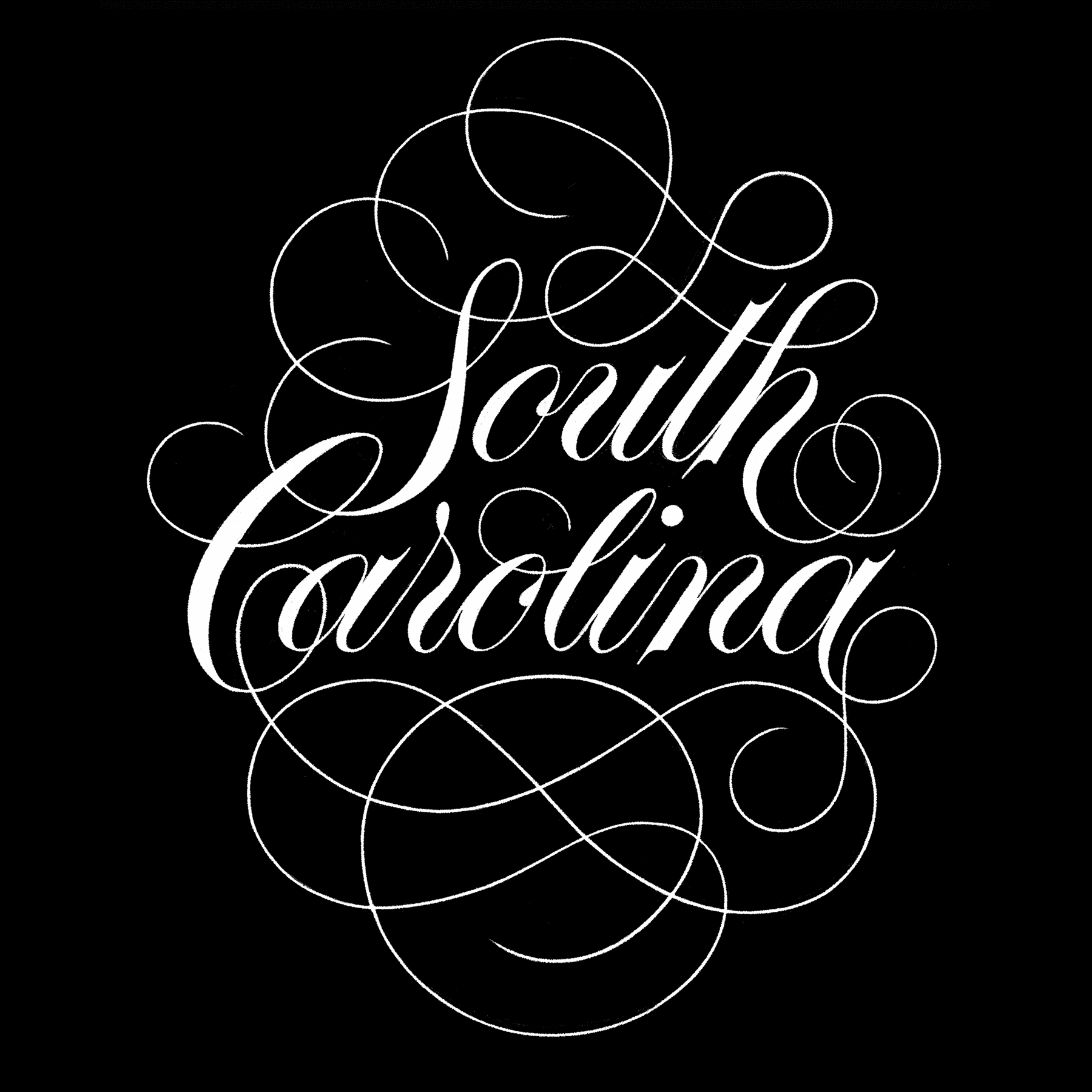 South Carolina script lettering with flourishes