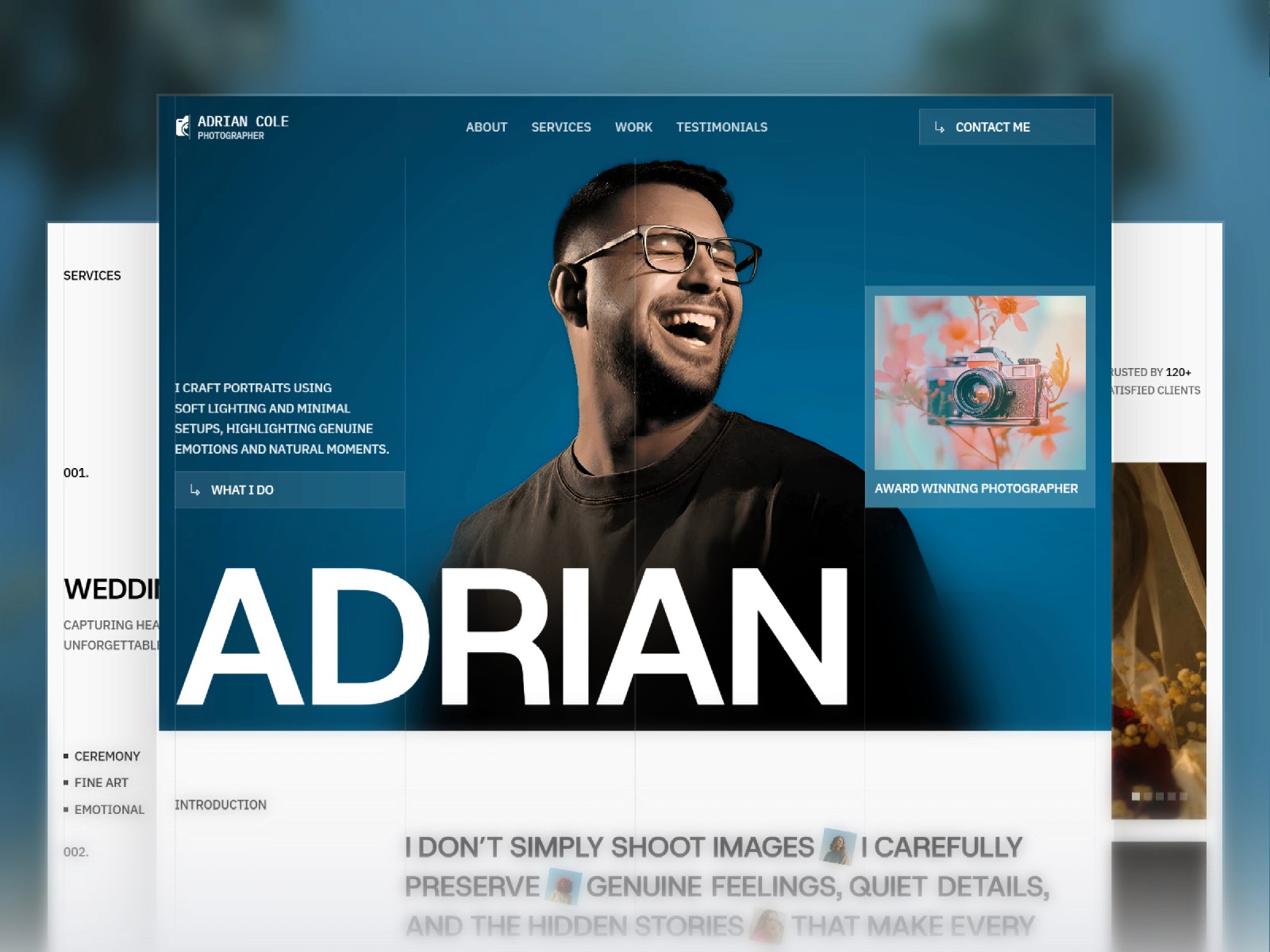 Adrian Cole — 黑白极简现代作品集网站设计灵感
