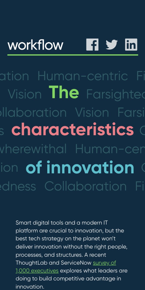 Hero section of the ServiceNow Innovation Cultures Scrollytelling Website