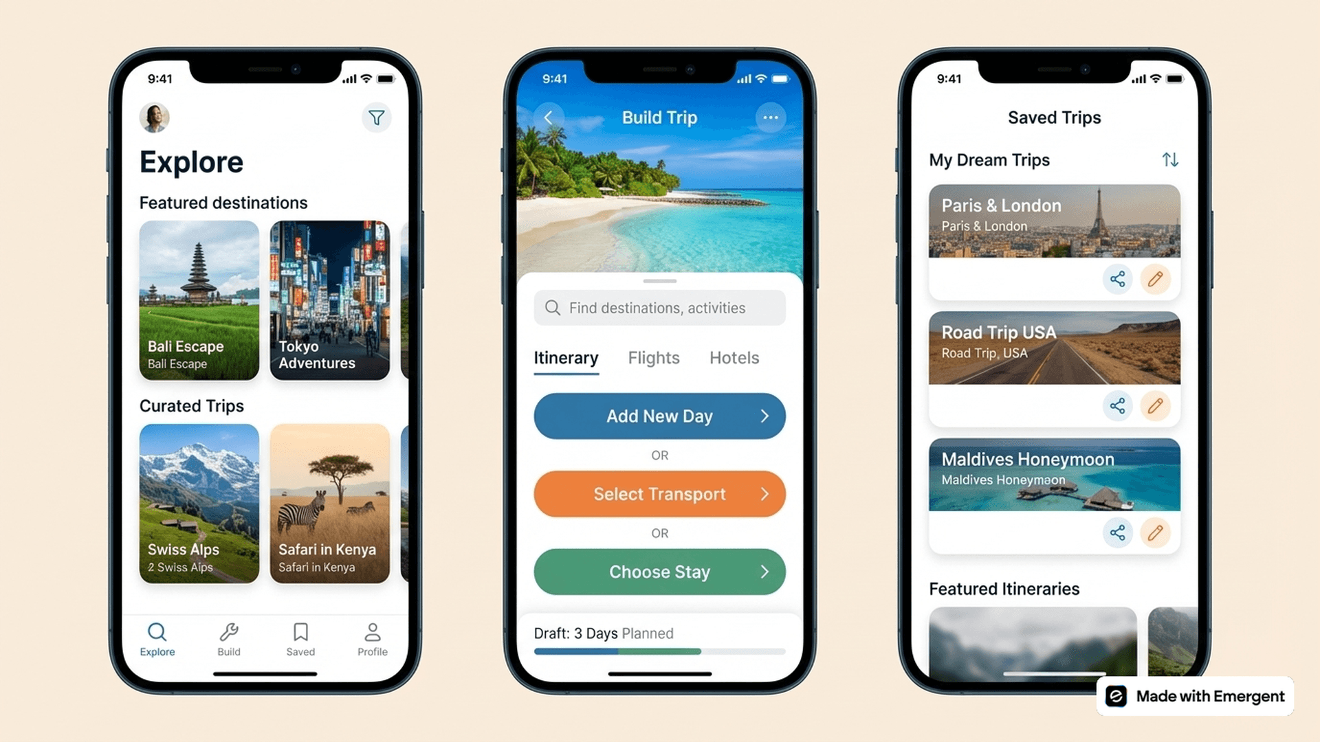 Travel App Made with Emergent