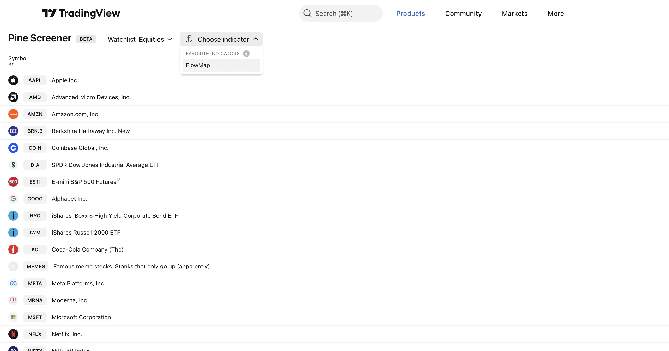 Illustration showing how to create a market scan using FlowMap with PineScreener.