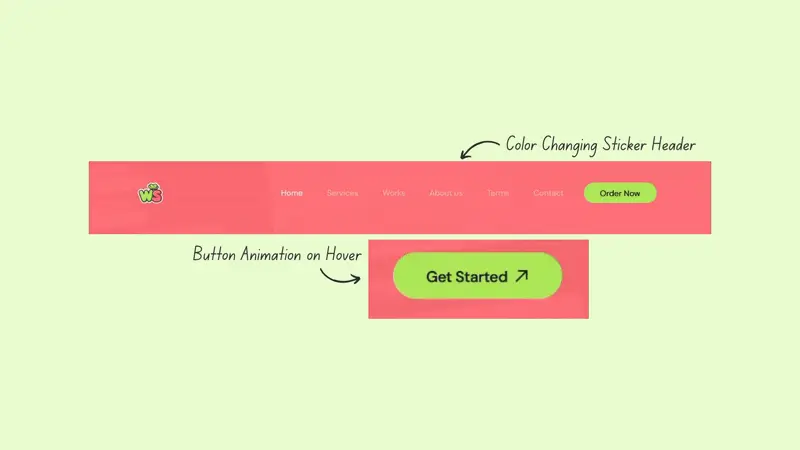 Wasabi Studio Navbar and button animation