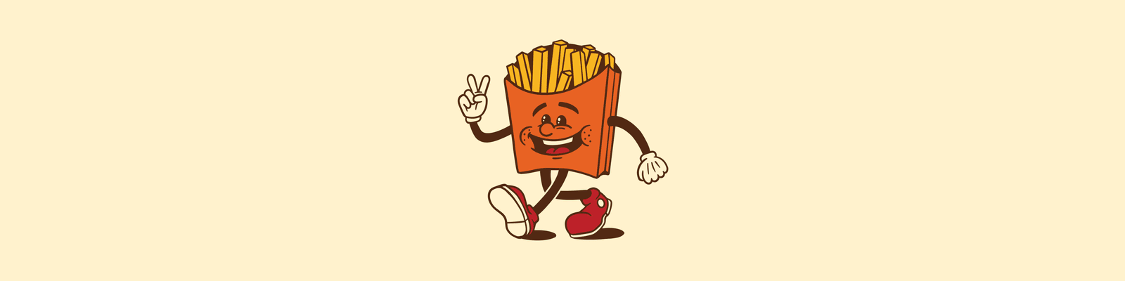 Frencheez project by Hayman Creative — A retro 70's identity and mascot for a french fry restaurant, built around a friendly character named Frenchy.