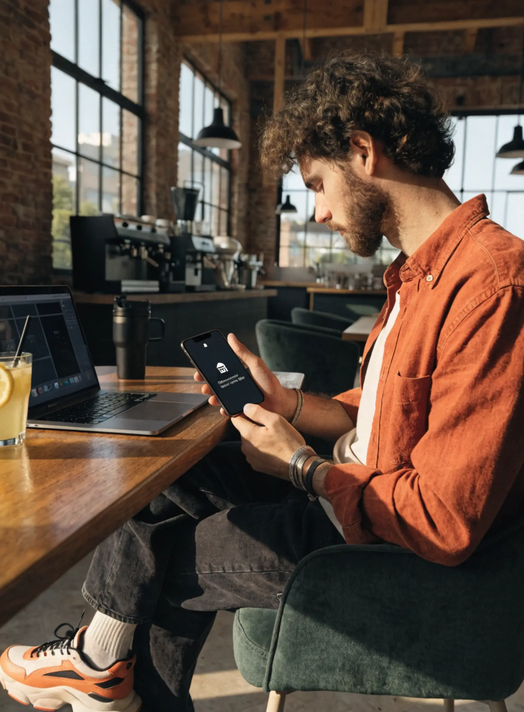 Un homme utilise le simulateur sur "JeDeviensFranchisé.fr"