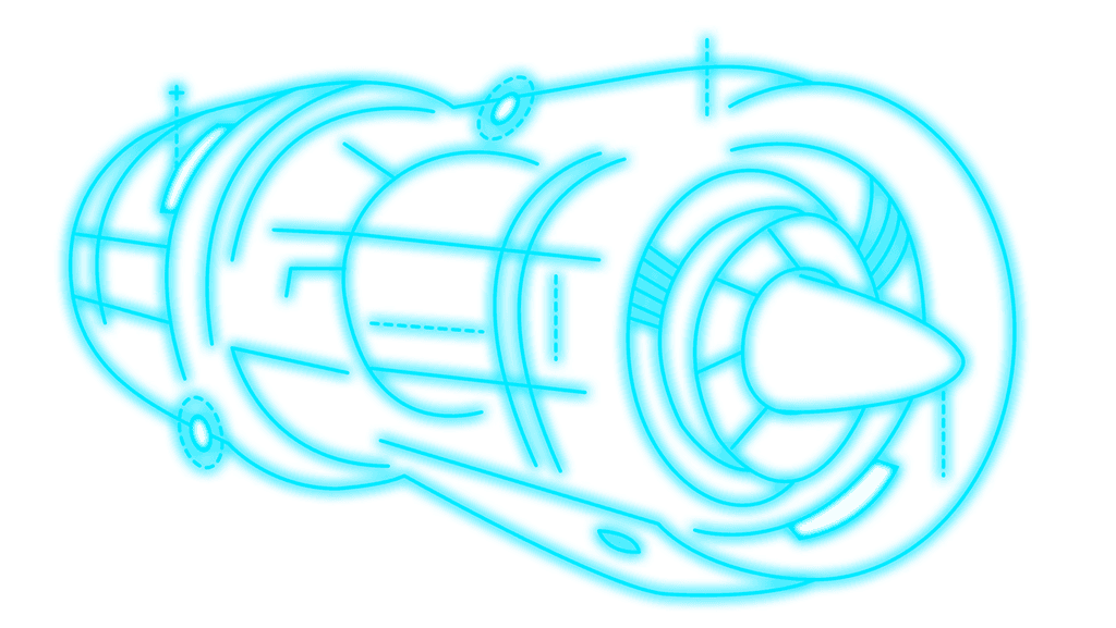 Jet engine with a digital holographic rendering around it