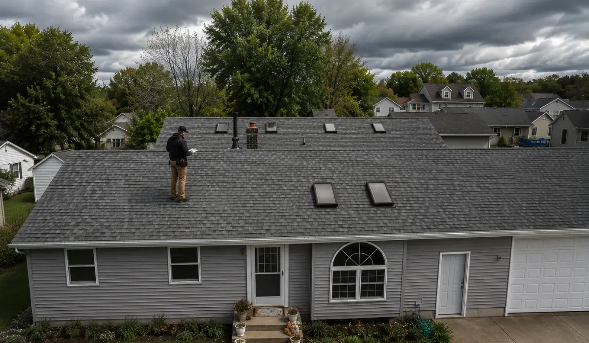 Roofing issues before storm season identified during residential roof inspection before severe Illinois weather arrives.