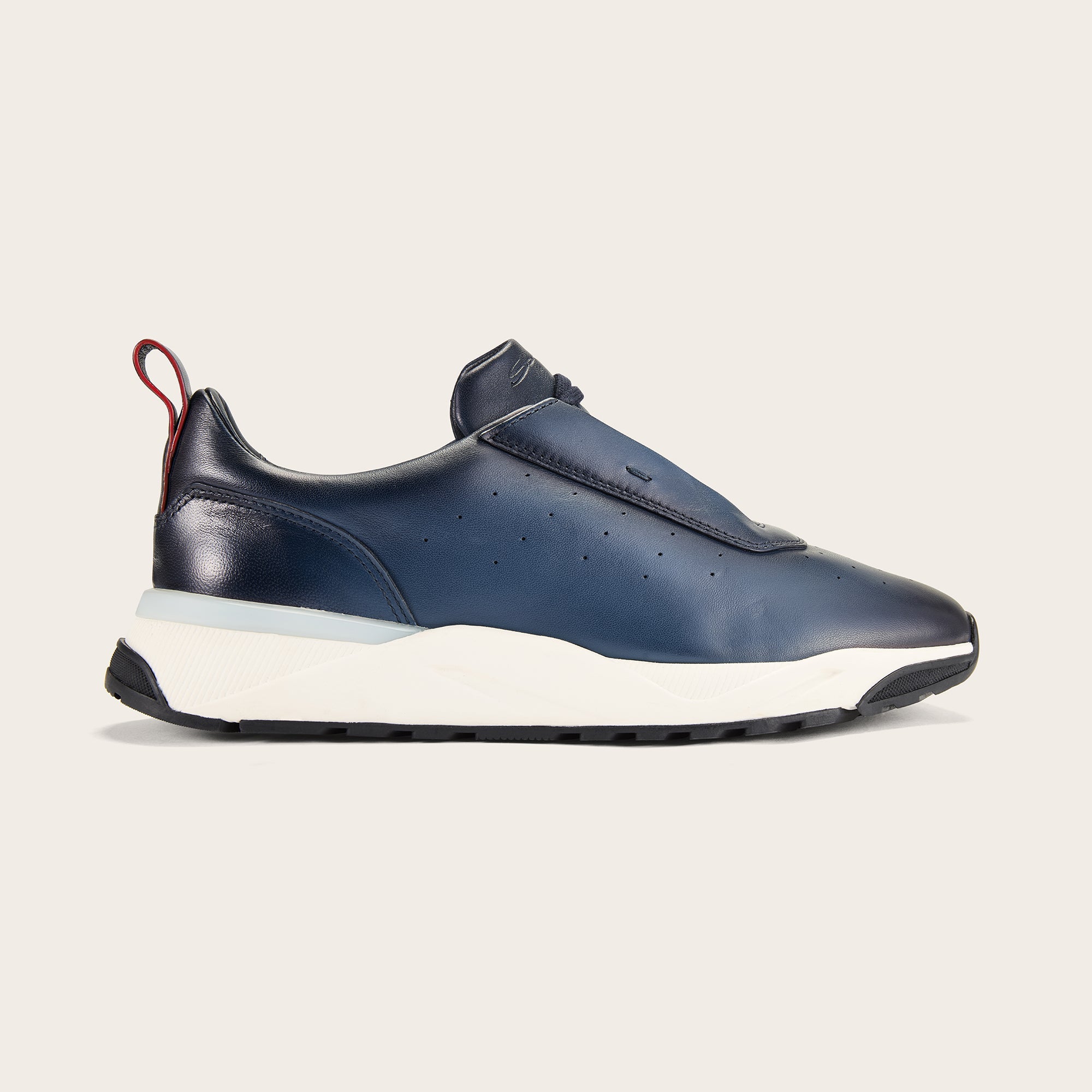 Men's Navy Leather Sneaker - Mandelli UK