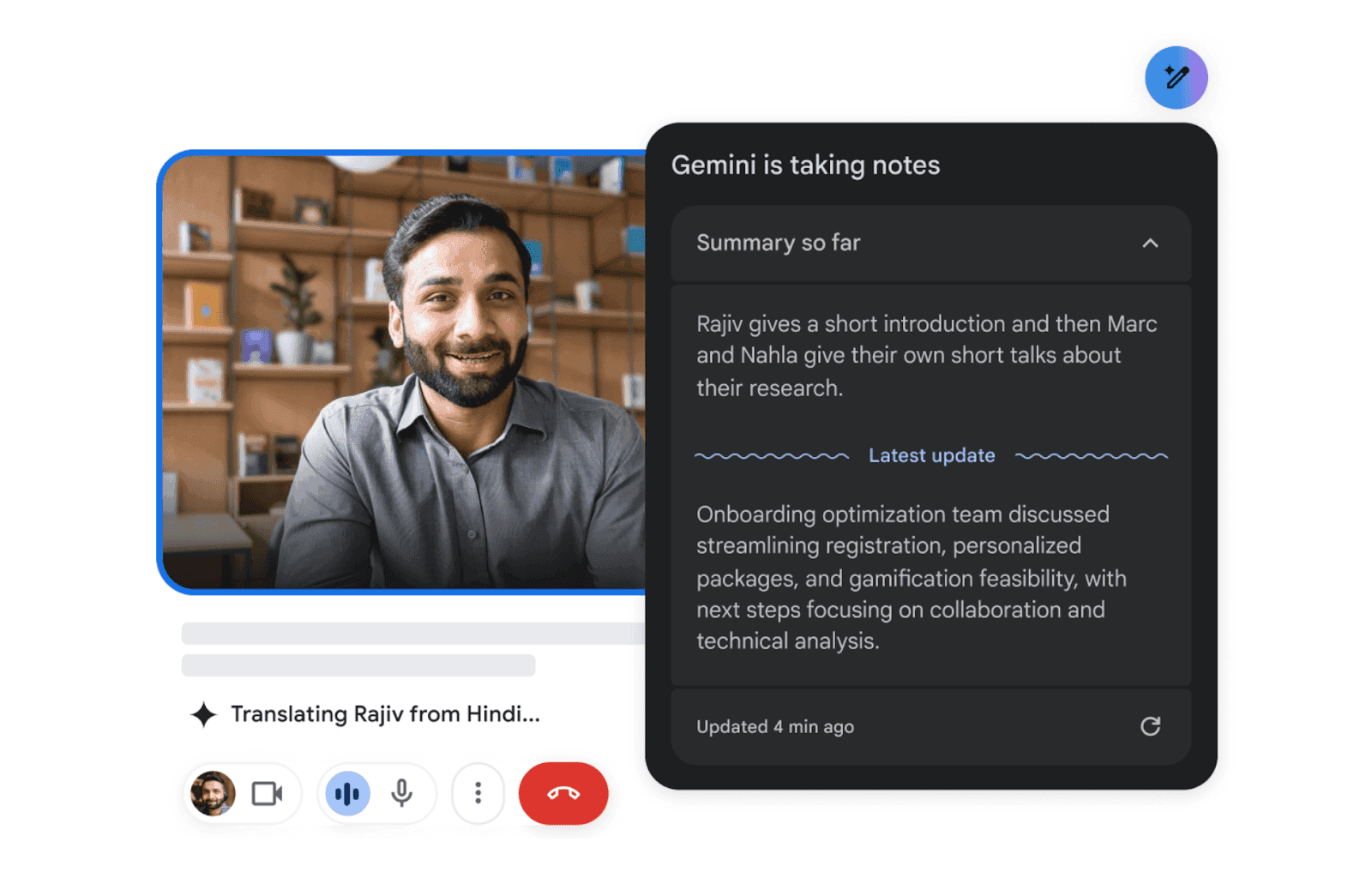 Interface of Google Meet