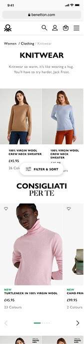 screenshot of listing page with carousel placement
