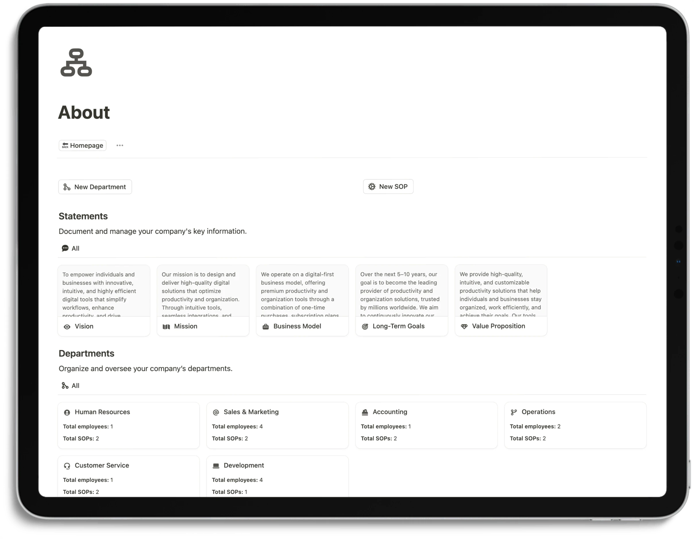 Notion Business Sytem - About 