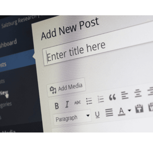 WordPress Add New Post editor with title field and formatting toolbar.