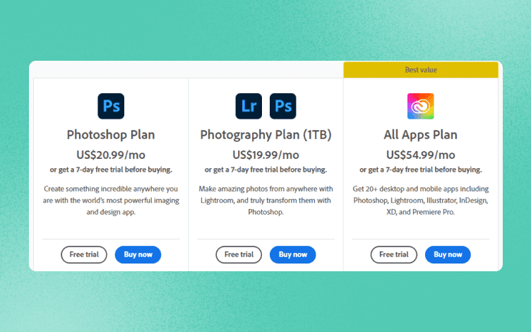 Photoshop - pricing