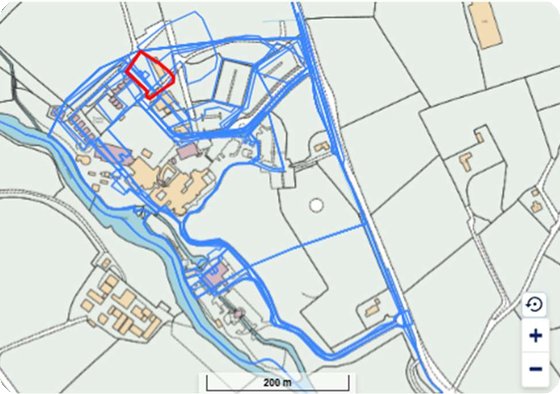 Planning application boundary for Eleven self catering cottages