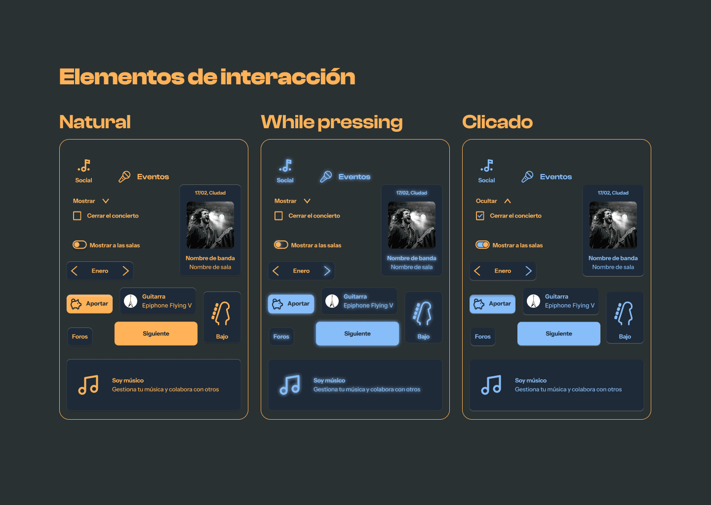 Elementos de interacción en la guía de estilo