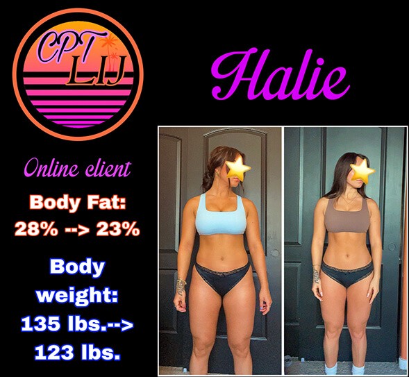 Weight loss coaching before and after over 2 months.