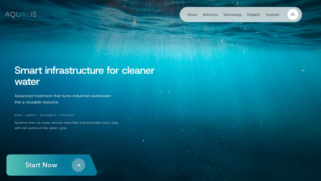 Aqualis climate tech website concept design by Alpha Expansion